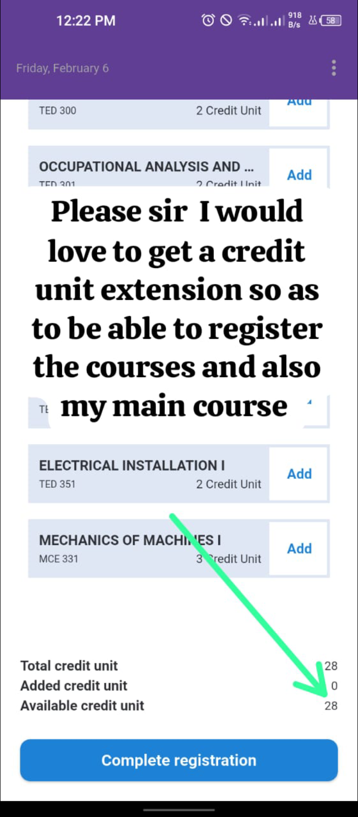 Credit unit extension 